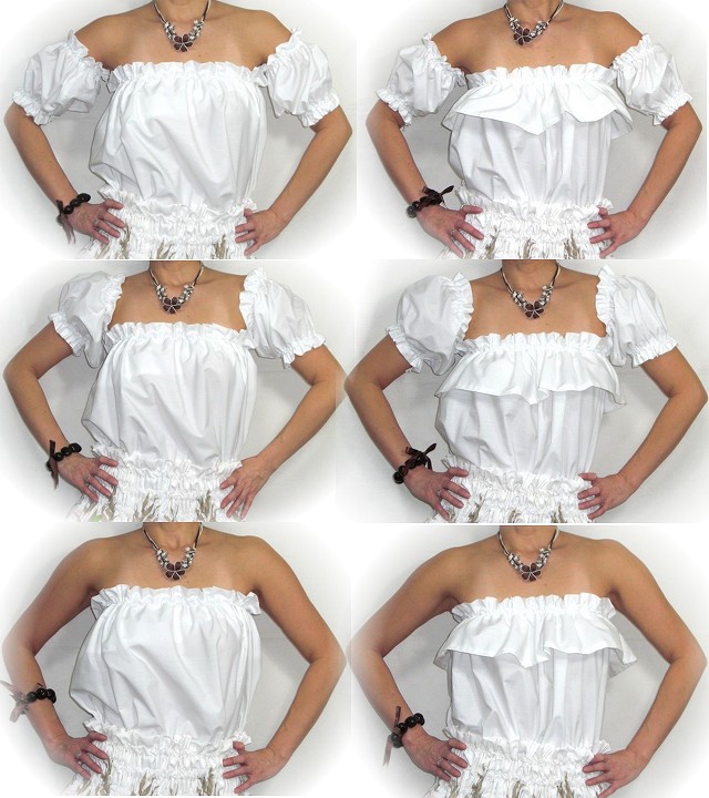 白の６Wayパウブラウス（リバーシブル・袖付/ホワイト専用） フラダンス衣装 通販ショップ ALOHANA